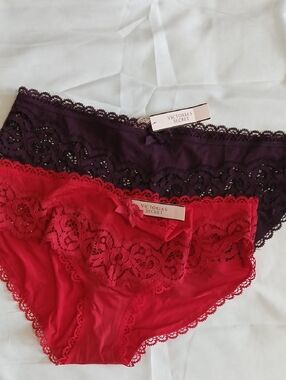 Victoria's Secret Lace Bikini Panties - Red and Purple Pair Size S/P NWT